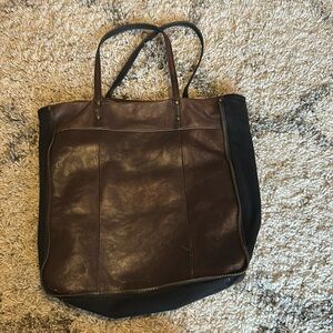 Crew leather and canvas tote
